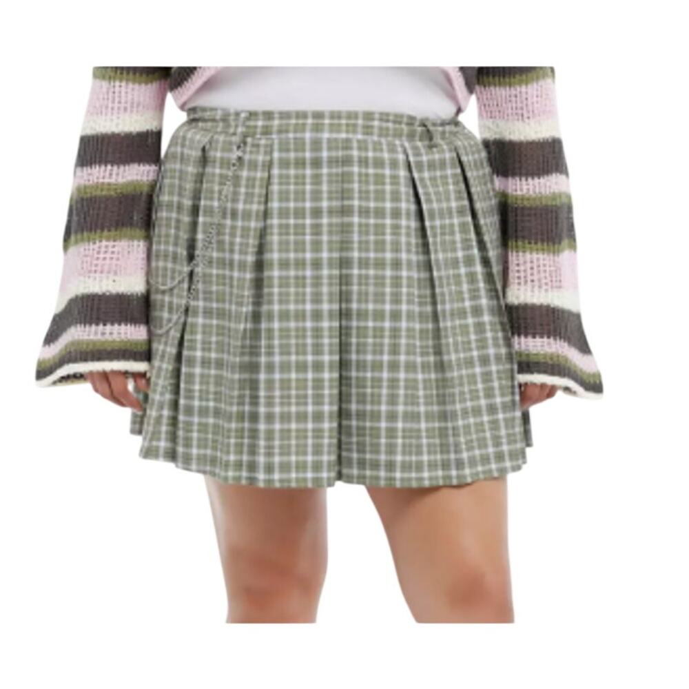 Hot Topic Sweet Society Sage Green Plaid Chain Skirt  Womens Large